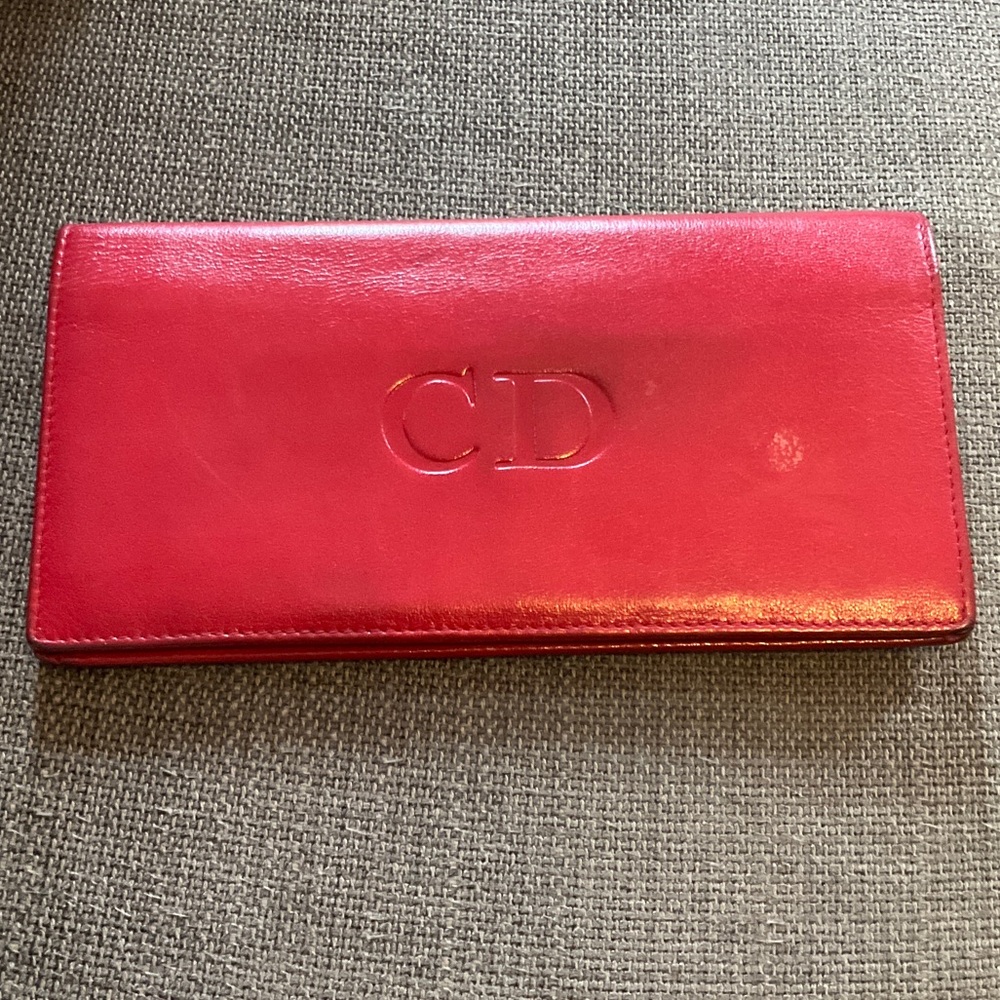 Vintage Christian Dior Red Leather Continental Long Wallet